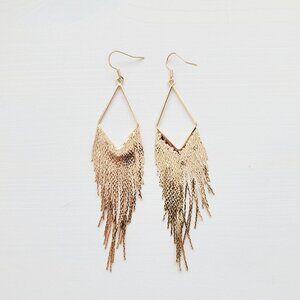 Beautiful Fringe Drop Gold Earrings